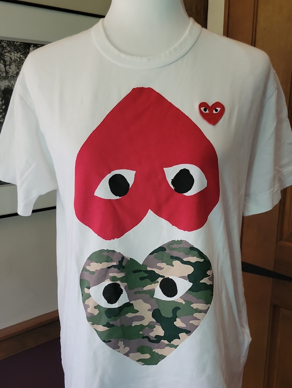 Comme Des Garcons Double Heart Camo Tee